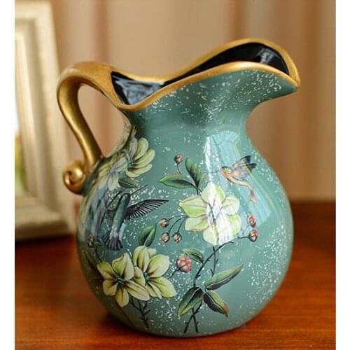 European-style pastoral ceramics vase Living room decoration simulation flower vase