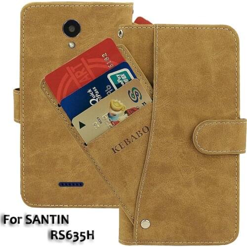 Vintage Leather Wallet SANTIN RS635H Case 5" Flip Luxury Card Slots Cover Magnet Phone Protective Cases Bags