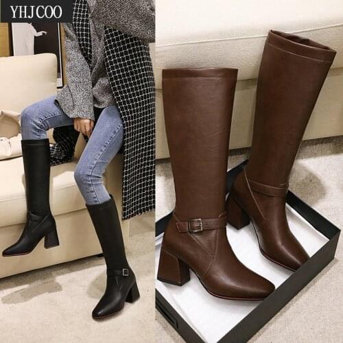 2020 Sexy High Quality PU Ladies Fashion Boots Of the Women Warm Winter Knee High Boots for Women Wide Calf Sexy Comfort Shoes