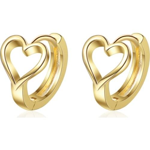 Simple Sweet Love Heart Small 925 Sterling Silver Hoop Earrings For Women Trendy Designer Jewelry Wholesale Gifts