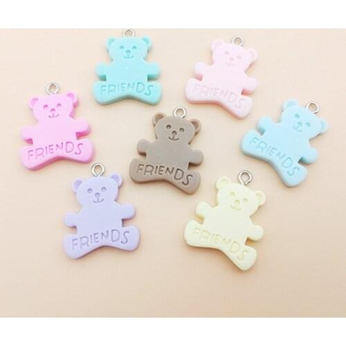 10PCS Anime Bear Keychain Bear Resin Pendant Keychain Friends Lovers Bracelet Keychain DIY Handmade Keychain Accessories Llavero