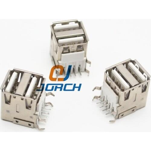 10 pcs Double USB Connector A 2.0 Female 8 pin Welding Solder Plug Jack Female Socket For mobile power supply AF90