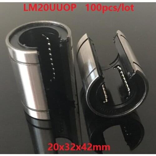 100pcs/lot LM20UUOP Open Type linear ball bearings linear motion bushing bearings CNC parts Linear Guide 20x32x42mm