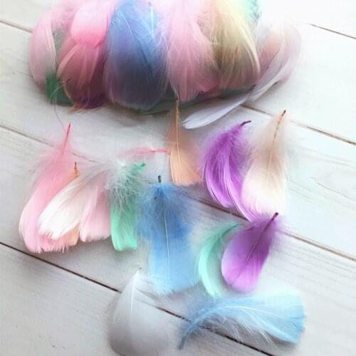 100pcs/bag Natural Goose Feathers for Needlework Crafts Jewelry 5-8cm Small Floating Colorful Swan Pheasant Plume Decoration