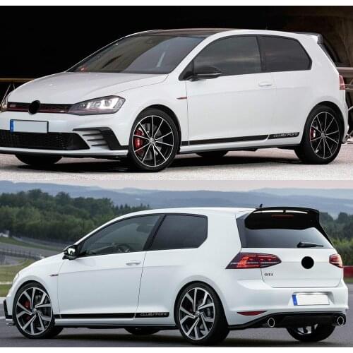 2PCS For-Volkswagen Golf 7 MK7 PERFORMANCE Sport Stripes Car Door Side Skirt Sticker Carbon Fiber Clubsport Body Vinyl Decal