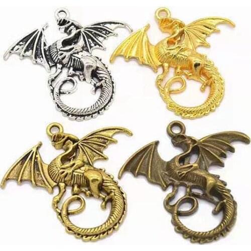 5pcs/lot 43x46mm 4 Colors Animals Flying Dragon Pendant Charm For Jewelry Pendant Making Wholesale