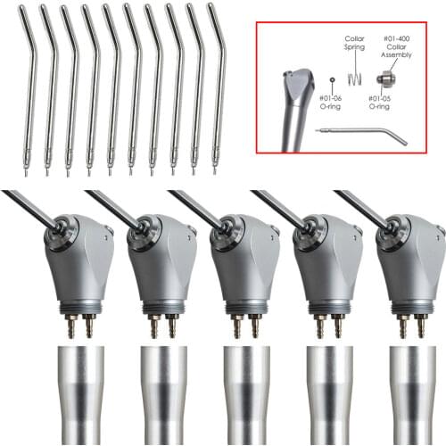 5PCS Dental Air Water Spray Triple 3 Way Syringe Handpiece Autoclave+10 Nozzles Tip