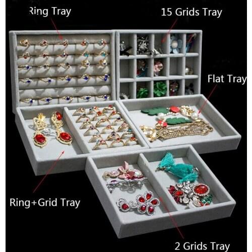 Velvet Jewelry Display Tray Ring Bracelet Storage Tray Drawer Compartment Storage Tray
