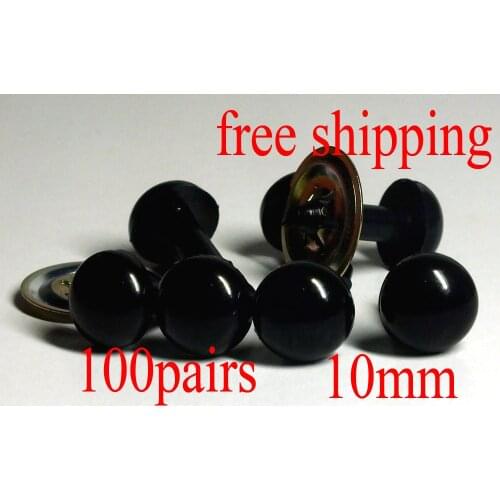 Free shipping!! 100pairs/lot High Quality Bright Black Plastic Safety Eyes For Toy Teddy Puppets-10mm