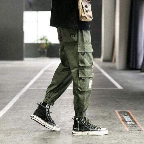 Mens Multi-pocket Overalls Pants Men Spring Autumn New Casual Brand Army Green Cotton Loose Cargo Pant Long Trousers Y58