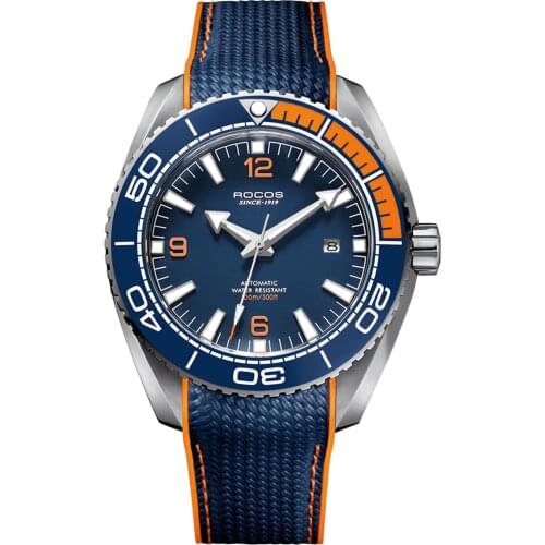 Dive watch for men,mens sport watches ROCOS man luxury automatic mechanical wristwatch waterproof diving relogio masculino brand