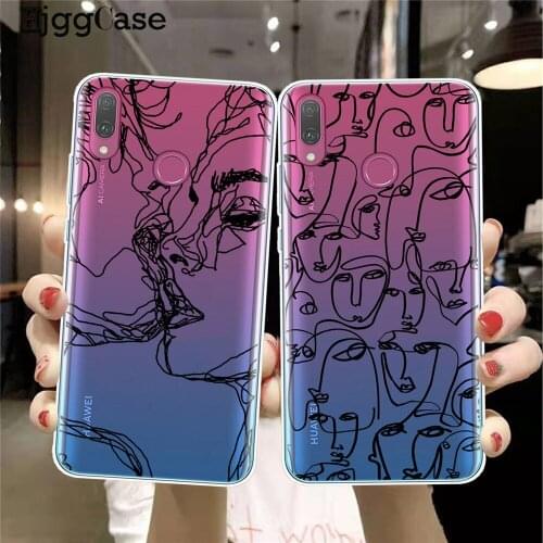 Funny Face Abstract Art Lines tract Kiss Cartoon Phone Case For Huawei Honor 9 10 20 Lite Pro 10i 8X 8C 9X Y9 2019 Fashion Cover