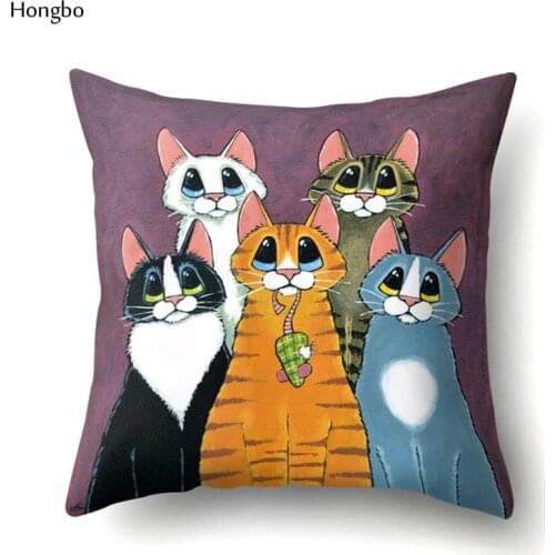 Hongbo Cartoon Cat Print Cushion Cover Throw Pillow Case Home Decor Sofa Car Seat Cushions