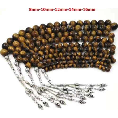 Big Size Natural Tiger eyes Tabish Muslim misbaha prayer beads 33 66 99beads Arabic fashion Rosary
