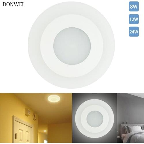 DONWEI Home Decoration 8W 12W 24W Round Ceiling Light Acrylic ceiling Lamp Panel Lights for Bedroom Living room Hallway Stairs