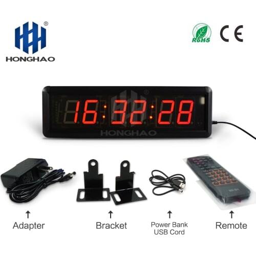 Fedex Free Shipping 1.8" 6 Digits LED Interval Clock Gym Fitness Cross fit Clock LED Stopwatch