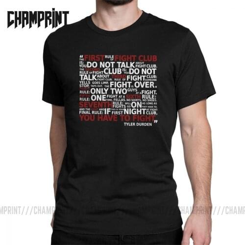 Fight Club Rules Men T Shirt Tyler Carter Soap Movie Vintage Tees Short Sleeve O Neck T-Shirts Cotton Printed Clothes