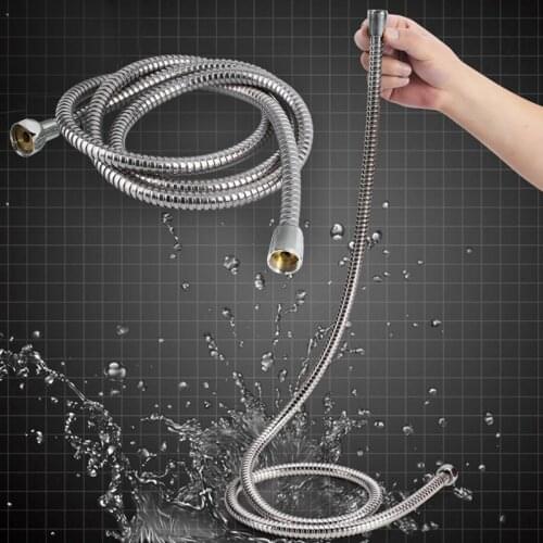 1.5/2/3m Flexible Shower Head Hose Gasket Stainless Steel Shower Head Hose Pipe Washers Spring Pull Tube Bathroom Accessories