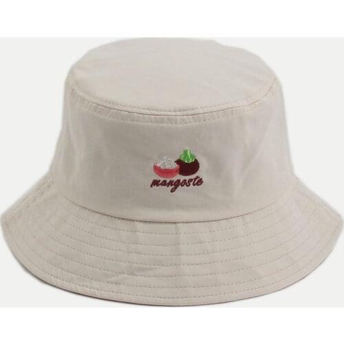 Ldslyjr Cotton Fruit Embroidery Bucket Hat Fisherman Hat Outdoor Travel Hat Sun Cap Hats for Men and Women 368