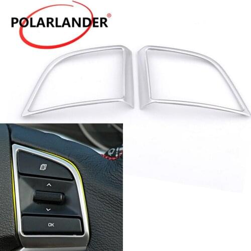 Interior Mouldings 2Pcs Car Steering Wheel Decorative cover Trim For Hyundai Tucson 3th 2015 2016 LHD ABS Accessories
