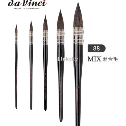 Da Vinci Watercolor Series MIX V88 Paint Brush, Round Russian Blue Squirrel Hair/Synthetic Mix,Lacquered Handle,Art supplies