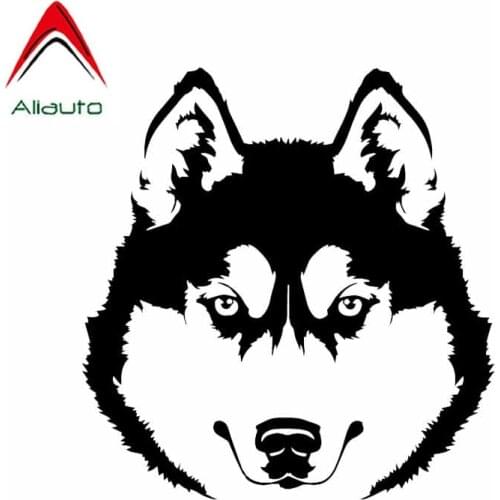 Aliauto Creative Car Sticker Husky Head Dog Pet Animal Art Mural Vinyl Decoration Accessories PVC Decal for W204 Lifan,14cm*14cm