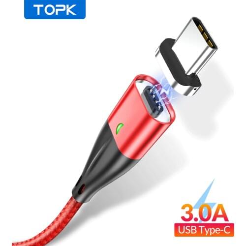 TOPK 3A USB Type C Magnetic Cable for Xiaomi Redmi Note 7 Fast Charging Data Cable for Samsung Galaxy S9 S8 Note 9 Type-C Cable