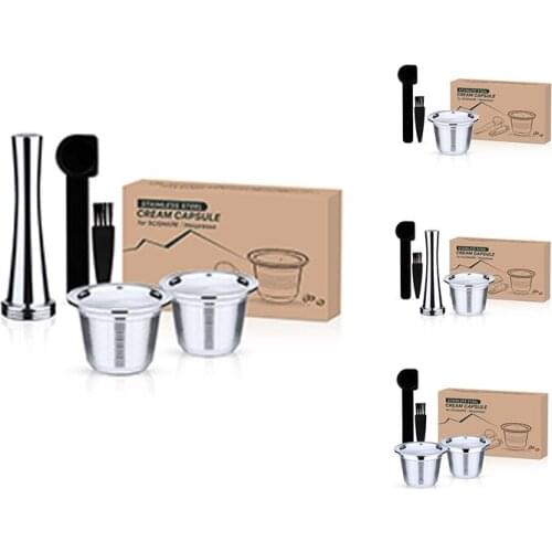 For SCISHARE Reutilisable 2 in 1 Usage Refillable Capsule Reusable Refillable Coffee Filter Set