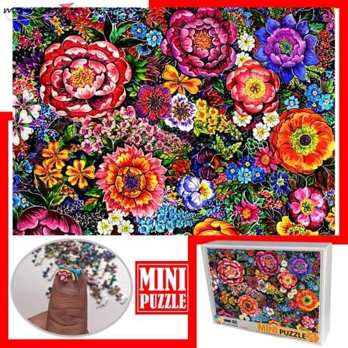 MOMEMO Flower Painting 1000 Pieces Mini Jigsaw Paper Puzzle Toys Adults Assembling Mini 1000 Puzzles Toys Kids Education Gifts