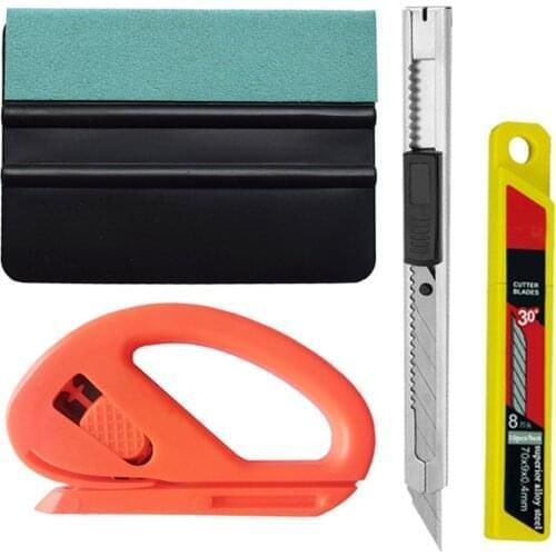 4PCS Carbon Foil Film Sticker Vinyl Squeegee Cutter Knife Art Utility Knife Blades Window Cleaner Glass Wiper Car Wrap Tool K08C