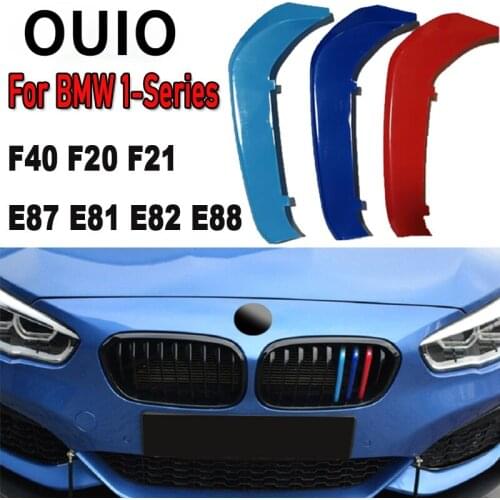 3pcs ABS Car Grille Sticker Strip Cover Trim Clip For BMW F20 F21 F40 E87 E82 E81 E88 1 Series M style Accessories 2019 2020