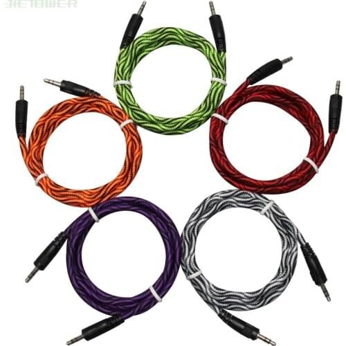 Nylon Braid Jack Audio Cable 3.5 mm to 3.5mm Car AUX Cable 1.5M Headphone Extension Code for Phone Car Headset Speaker 500pcs