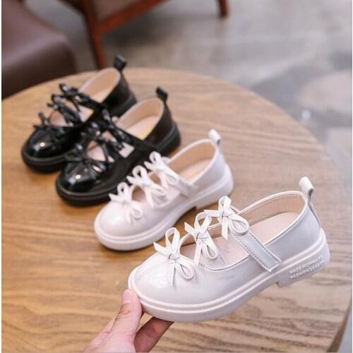 New Kid Shoes Childrens Student Leather Shoes Girls bow-knot Princess shoes Lovely Kids School Shoes