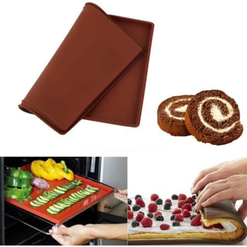 Food Grade Silicone Baking Mat Non-Stick Cake Roll Mat Oven Liner Swiss Roll Pad Bakeware Mat Silicone Mold Bakeware Baking Tool