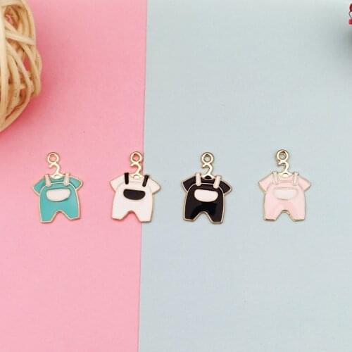 10pcs/pack Baby Shirt Cloth Enamel Charms Metal Gold Pendants Handmade Craft Charms for Jewelry Making