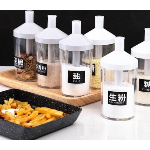 Cooking Seasoning Bottle Transparent Plastic Spice Jar Salt Pepper Bottles Lid Kitchen Condiment Cruet Food Storage Containers