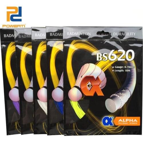 Powerti 20pcs/lot 0.7mm Badminton Racket String for Training 18-26lbs Wholesale 10m Mix Colors BS620 Made in Taiwan