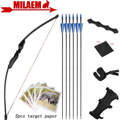 30/40lbs Archery Recurve Bow And Arow Set Fiberglass Arrow With 5pcs Target Paper Children / Adult Training Shooting Accessories