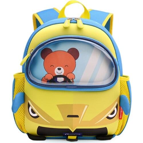2019 New Little Bear Driving Yellow Car School Bags for Children Fashion Design Toddler Kids Book Backpacks Girls Boys Schoolbag