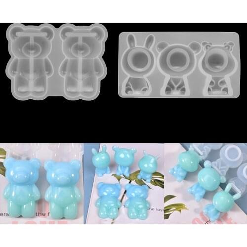 1Pcs Silicone Animal Mold Cartoons Cute Doll Bear Casting Mold for DIY Epoxy Resin Crafts Key Chain Pendants Jewelry Accessories