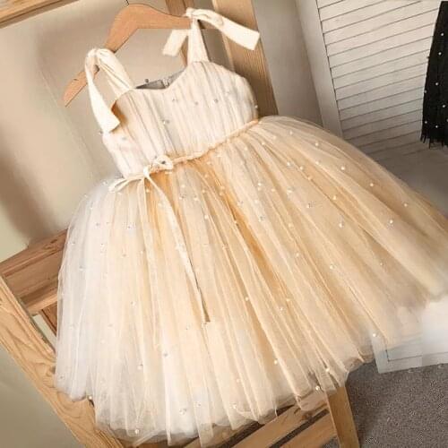 1-5 Years Girls Tulle Sling Dresses Princess Party Tutu Prom Dress Kids Elegant Wedding Evening Gown Children Communion Clothes