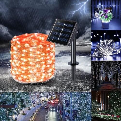 Solar Outdoor Lights Garland New Years Eve Decorations LED Christmas Festoon Fairy String Light 10/20M For Wedding Garden Decor