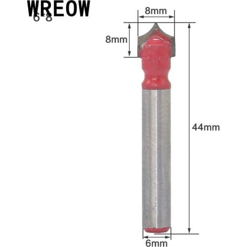 WREOW V Groove Milling Cutter Tool 6 Handle Double-edged Cutting Design Engraving End Woodwork Round Shank Tip Mouth Mill B3