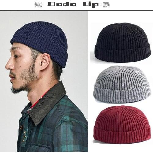 Vintage Winter 2020 Mens Hat Solid Color Landlord Watermelon Knitted Woolen Hip Hop Hat for Boy Pullover Ski Outside Sport Hat