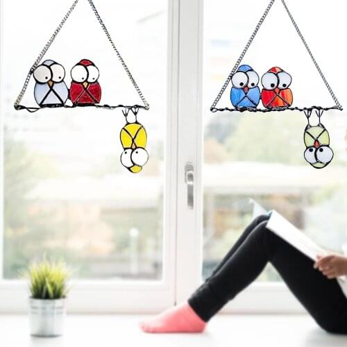 Bird Species Stained Pendant Window Hanging Suncatcher Acrylic Birds Hanging Courtyard Decoration Car Window Hanging Ornaments