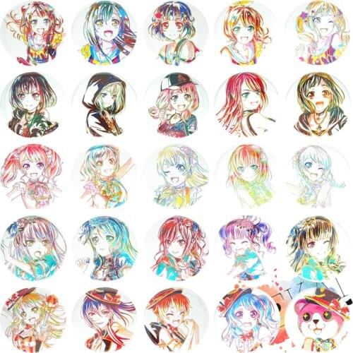 BanG Dream! Anime Poppin' Party Afterglow Pastel Palettes Roselia Hello Happy World! Game Badge Metal Badge Brooch Pins