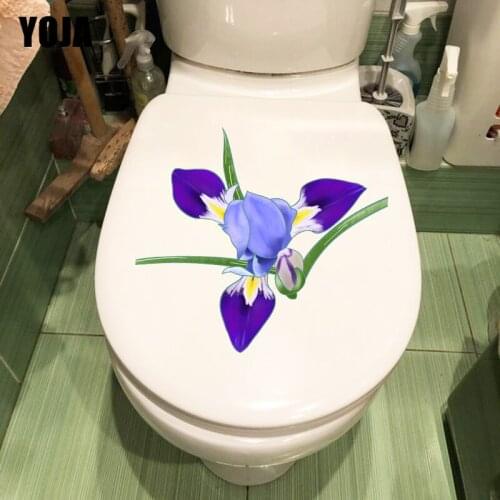 YOJA 22.8*20.5CM Purple Flower Modern Home Room Wall Decor WC Toilet Sticker T1-0664