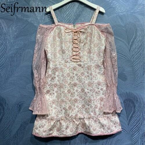 Seifrmann New 2021 Summer Women Fashion Runway Short Dress Sexy Spaghetti Strap Gorgeous Sequined Patchwork Dresses Vestidos