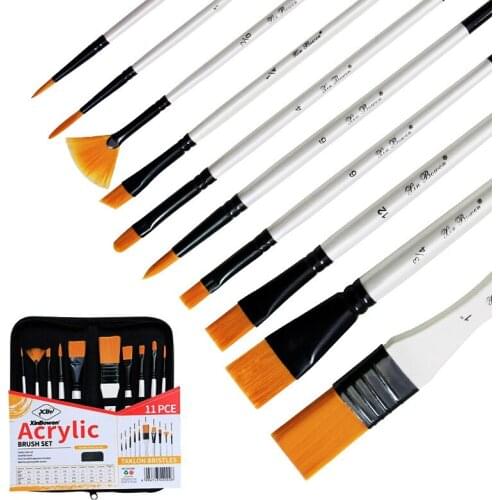 1 Set White Penholder 10 Piece Per Set Mixed Head High Quality Nylon Brush Canvas Bag Set Paintbrush Set Manufacturers