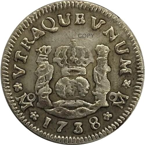 1738 Mexico Philip V 1/2 Real Mo-MF 90% Silver Collectibles Copy Coin